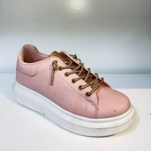 Women’s Pink Platform Sneaker with Metallic Gold Accents